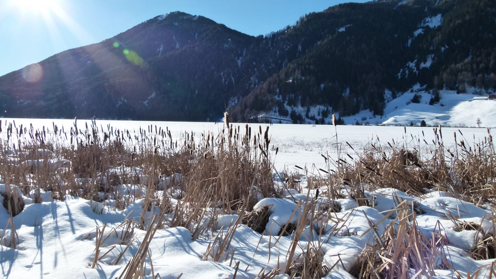 Winter landscape at lake San Valentino